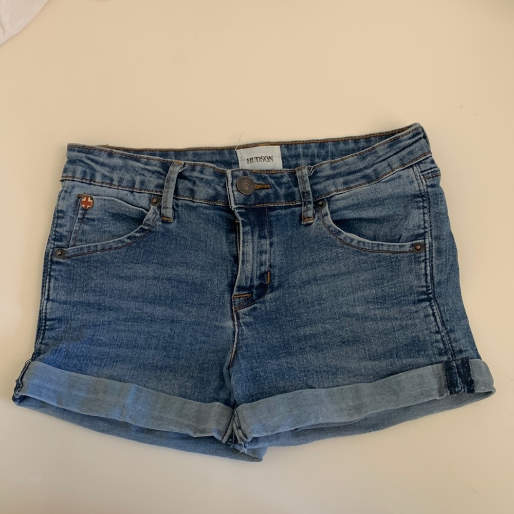 Hudson denim mid rise shorts